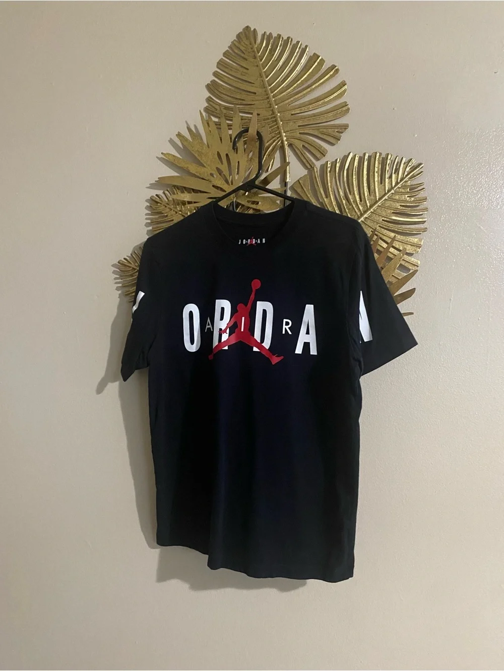 Jordan Black Short Sleeve Tee with Red Jumpman and White Lettering